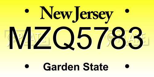 MZQ5783 New Jersey License Plate