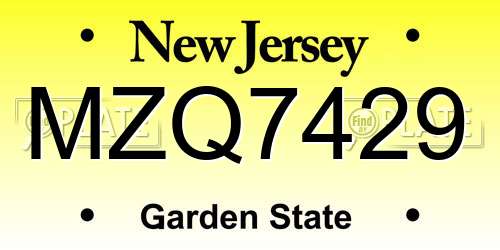 MZQ7429 New Jersey License Plate