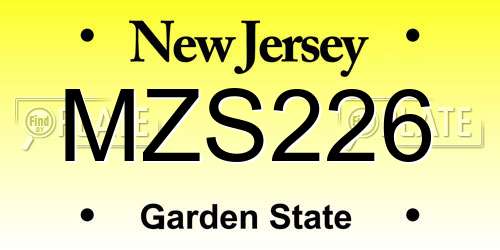 MZS226 New Jersey License Plate