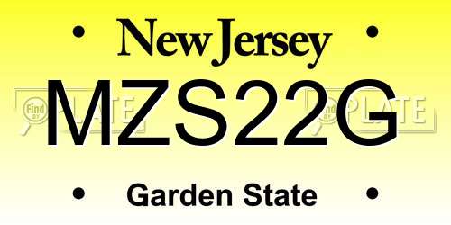 MZS22G New Jersey License Plate