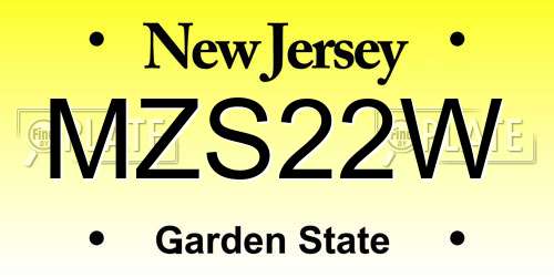 MZS22W New Jersey License Plate