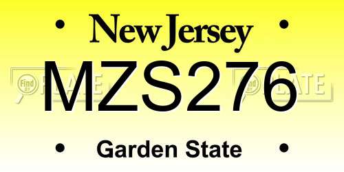 MZS276 New Jersey License Plate