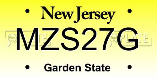 MZS27G New Jersey License Plate