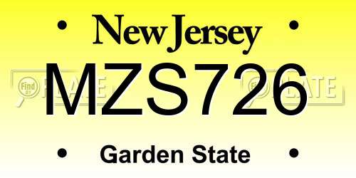 MZS726 New Jersey License Plate