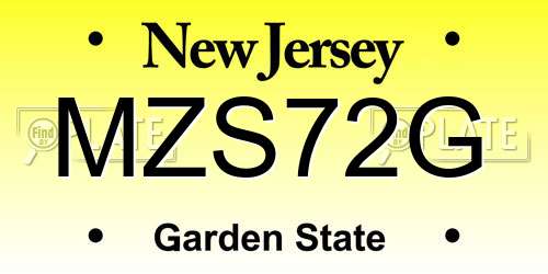 MZS72G New Jersey License Plate