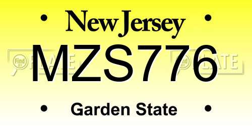 MZS776 New Jersey License Plate