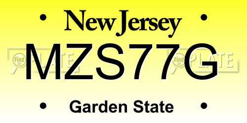 MZS77G New Jersey License Plate
