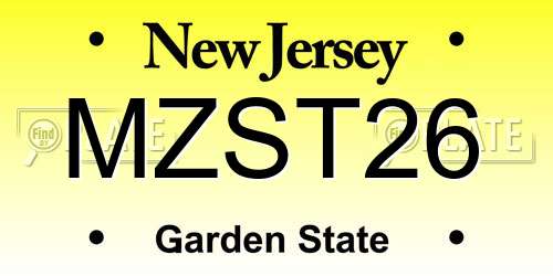 MZST26 New Jersey License Plate