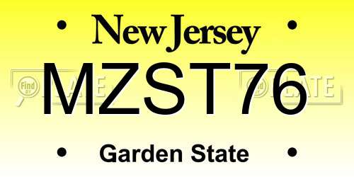 MZST76 New Jersey License Plate