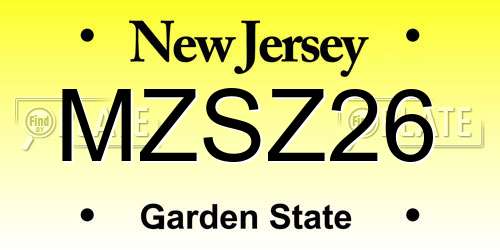 MZSZ26 New Jersey License Plate