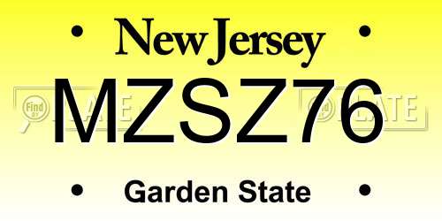 MZSZ76 New Jersey License Plate