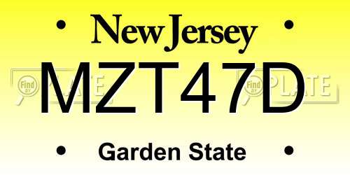 MZT47D New Jersey License Plate