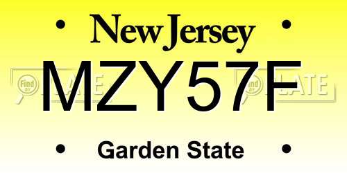 MZY57F New Jersey License Plate