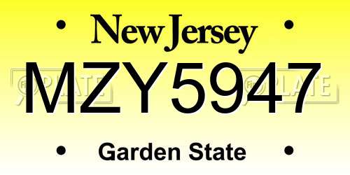 MZY5947 New Jersey License Plate