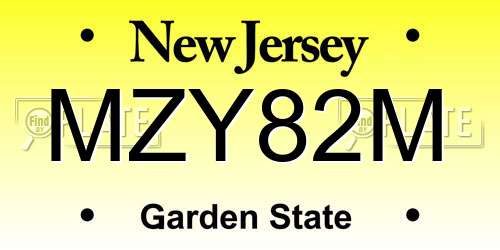 MZY82M New Jersey License Plate