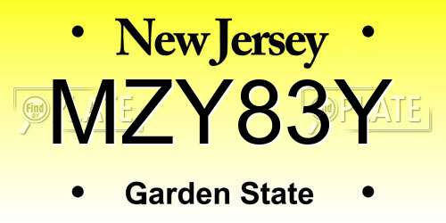 MZY83Y New Jersey License Plate