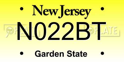 N022BT New Jersey License Plate