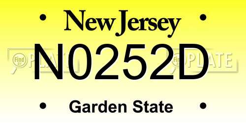 N0252D New Jersey License Plate