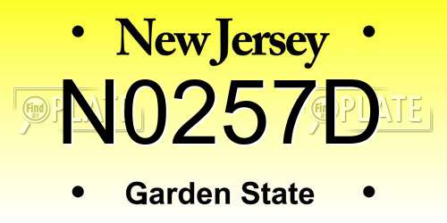 N0257D New Jersey License Plate