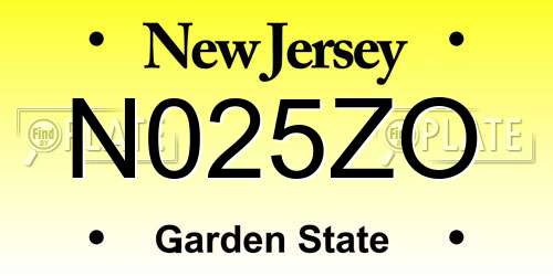 N025ZO New Jersey License Plate