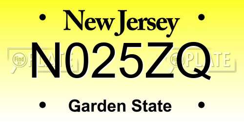 N025ZQ New Jersey License Plate