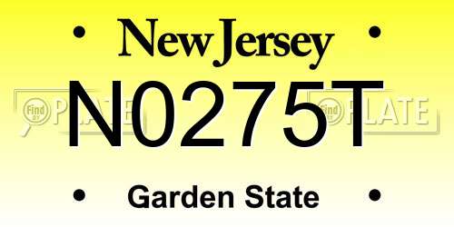N0275T New Jersey License Plate
