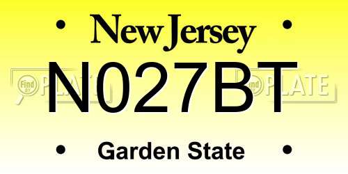 N027BT New Jersey License Plate