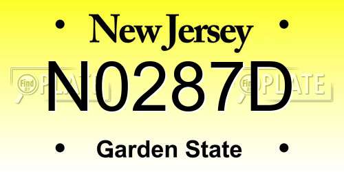 N0287D New Jersey License Plate