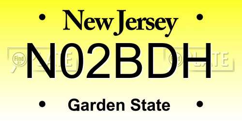 N02BDH New Jersey License Plate