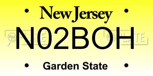 N02BOH New Jersey License Plate