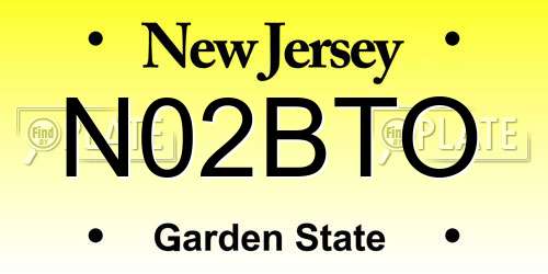 N02BTO New Jersey License Plate