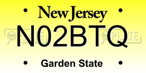 N02BTQ New Jersey License Plate