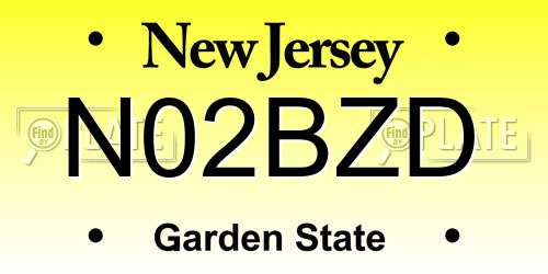 N02BZD New Jersey License Plate