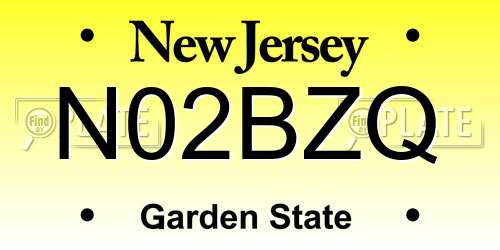 N02BZQ New Jersey License Plate