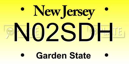 N02SDH New Jersey License Plate