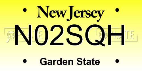 N02SQH New Jersey License Plate