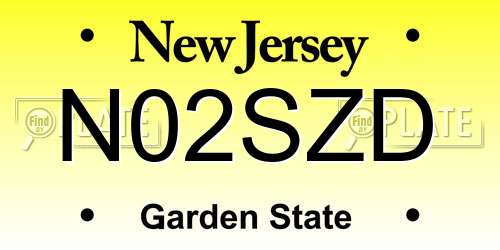 N02SZD New Jersey License Plate