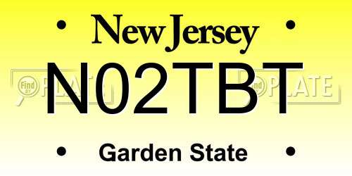 N02TBT New Jersey License Plate
