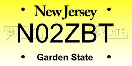N02ZBT New Jersey License Plate