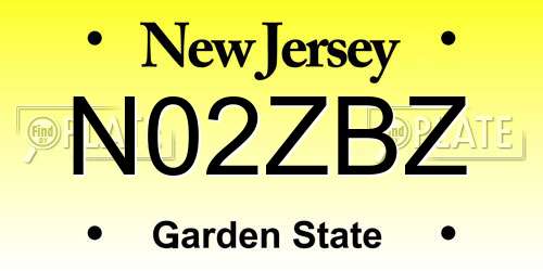 N02ZBZ New Jersey License Plate