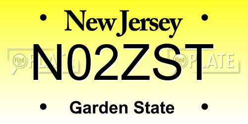 N02ZST New Jersey License Plate