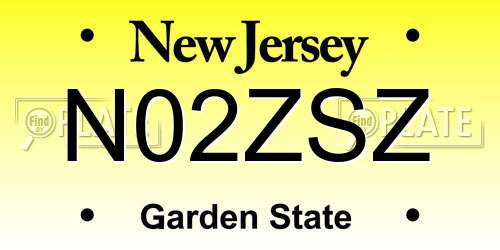 N02ZSZ New Jersey License Plate