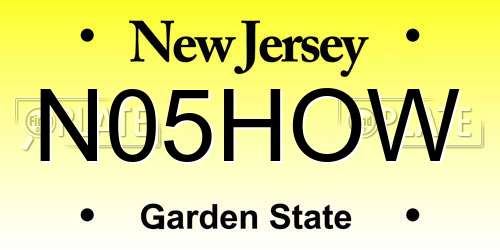 N05HOW New Jersey License Plate