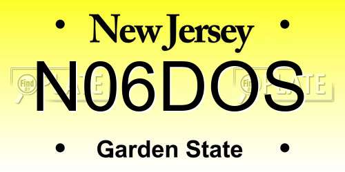 N06DOS New Jersey License Plate