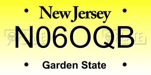 N06OQB New Jersey License Plate