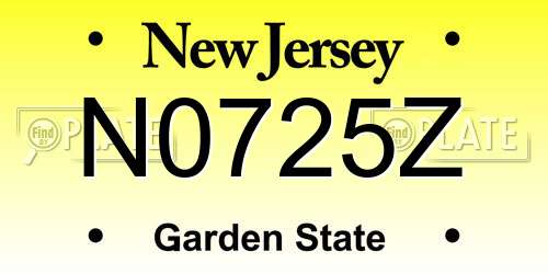 N0725Z New Jersey License Plate