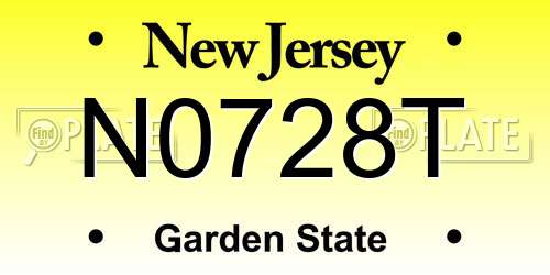 N0728T New Jersey License Plate