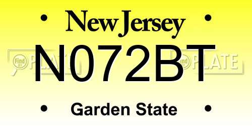 N072BT New Jersey License Plate