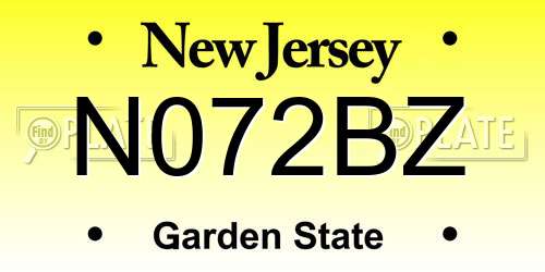 N072BZ New Jersey License Plate