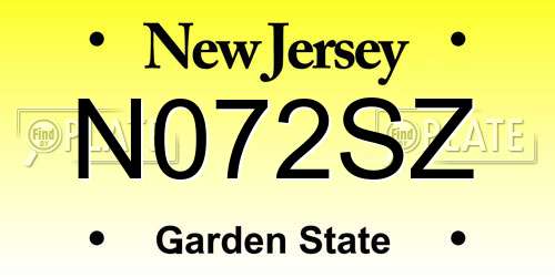 N072SZ New Jersey License Plate
